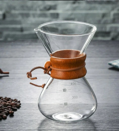 Glass Coffee Drip Wooden Coffee Pot
