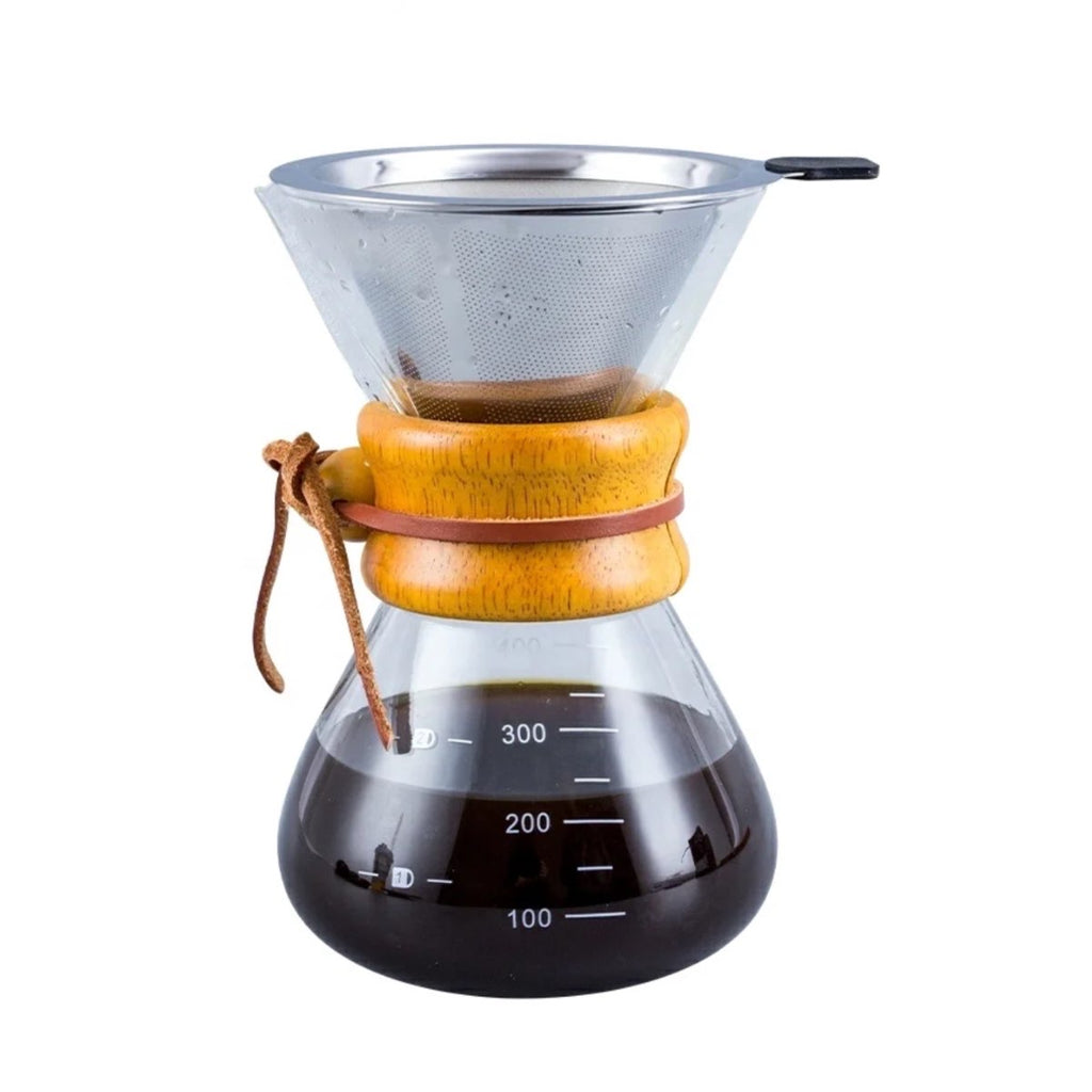 Glass Coffee Drip Wooden Coffee Pot